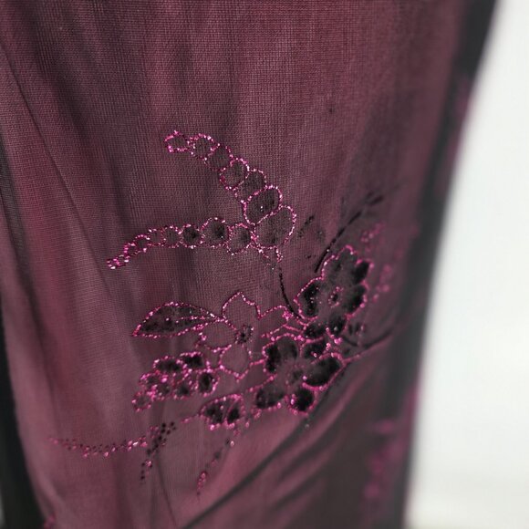 VTG Y2K Taboo Metallic Black Floral Mesh Whimsigoth Maxi Dress Gothic Womens 2X - Picture 4 of 13